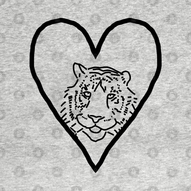 My Tiger Valentine Line Drawing by ellenhenryart